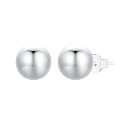 925 Sterling Silver Plated White Gold Earrings - 10mm for Women