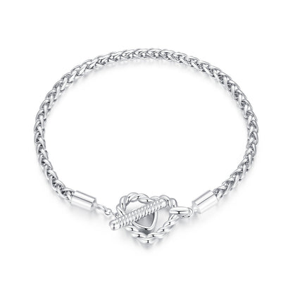 925 Sterling Silver 3.0mm Plated Platinum Bracelet Size 17.0 for Women