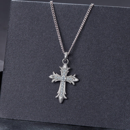 925 Sterling Silver Plated White Gold Moissanite Necklace 40+5cm for Women