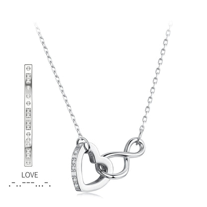 925 Sterling Silver Necklace with Pavé Setting CZ, 40+5cm, Plated White Gold, Women