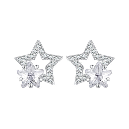 925 Sterling Silver Earrings 9x9mm with Pavé Setting CZ for Women