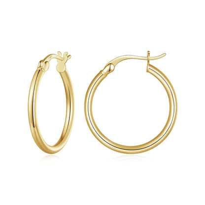 925 Sterling Silver Plated Platinum Earrings 24x2mm for Women
