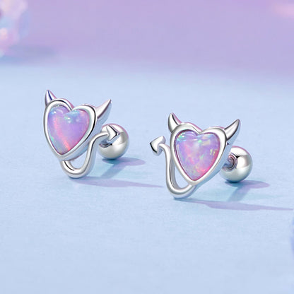 925 Sterling Silver White Gold Plated Opal Earrings 0.7x0.8cm for Women