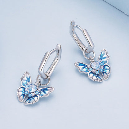 925 Sterling Silver Enamel Pavé Setting CZ Earrings for Women
