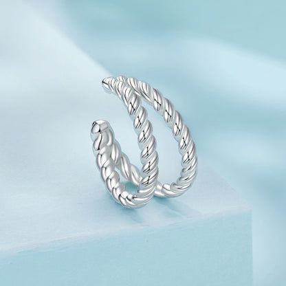925 Sterling Silver White Gold Plated Hoop Earrings 0.7x1.3cm for Women