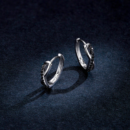 925 Sterling Silver Earrings 1.3*0.4cm with Pavé Setting CZ for Women