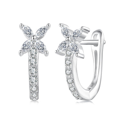925 Sterling Silver White Gold Plated CZ Earrings for Women