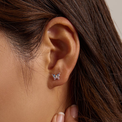 925 Sterling Silver Earrings with Pavé Setting CZ and Oxidized Silver