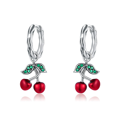 S925 Sterling Silver Oxidized CZ Enamel Earrings for Women