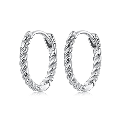 925 Sterling Silver Plated White Gold Earrings Size 1.4x0.2cm for Women