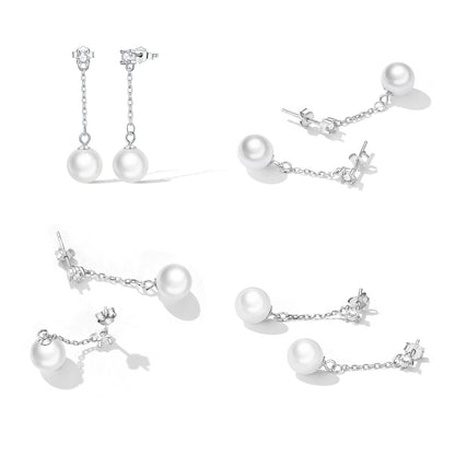 925 Sterling Silver Earrings with Pavé Setting CZ & Quality Shell Pearl