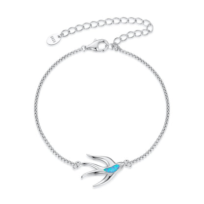 925 Sterling Silver Synthetic Opal Bracelet with White Gold Plating
