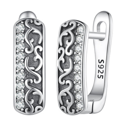 925 Sterling Silver Earrings with Pavé Setting CZ - 1.3m x 0.5m for Women