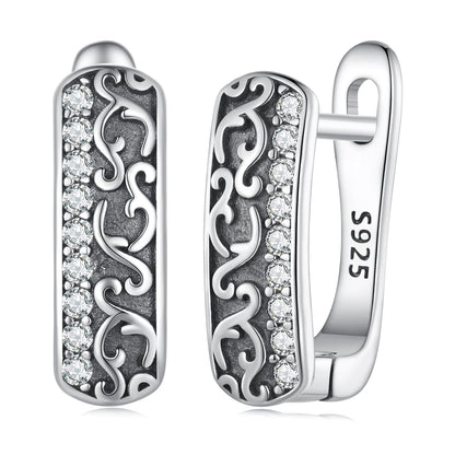 925 Sterling Silver Earrings with Pavé Setting CZ - 1.3m x 0.5m for Women