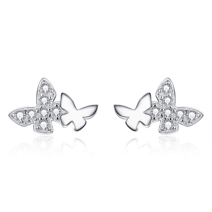925 Sterling Silver Earrings with Pavé Setting CZ - 0.6*0.9cm