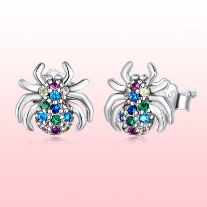 925 Sterling Silver Earrings with Pavé Setting CZ, Oxidized Silver, 0.7*0.8 cm for Women
