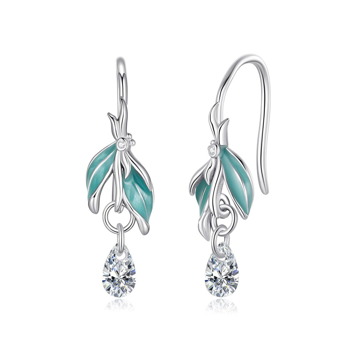 925 Sterling Silver White Gold Plated Enamel Pavé CZ 2.2x0.6cm Earrings for Women