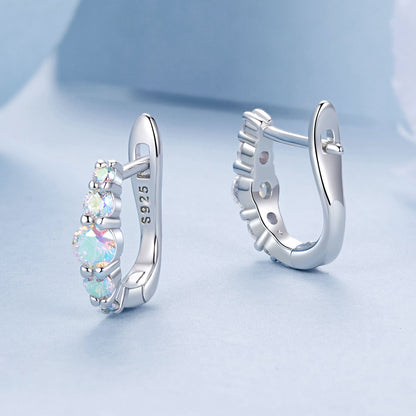 925 Sterling Silver Earrings with CZ in Pavé Setting, 12x3mm, for Women