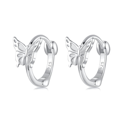 925 Sterling Silver Earrings with White Gold Plating, 1.1x0.7 cm, for Women