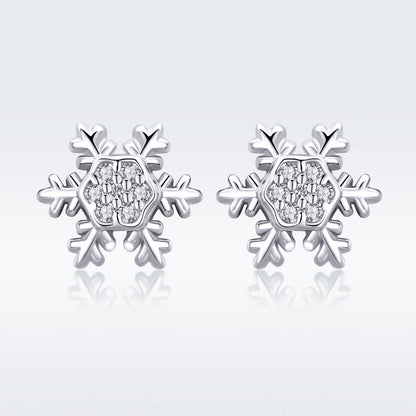 S925 Sterling Silver Earrings with CZ in Pavé Setting - 0.8*0.8cm for Women