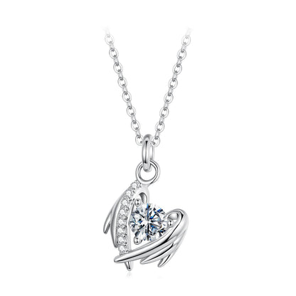 925 Sterling Silver Moissanite White Gold Plated Necklace for Women, Length 40+5cm