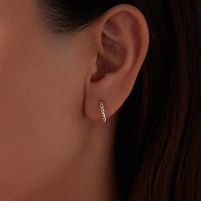 925 Sterling Silver Plated White Gold Earrings Size 1.4x0.2cm for Women