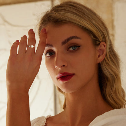 925 Sterling Silver Moissanite & Freshwater Pearl Ring 3mm Size 6 for Women