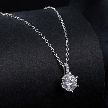 925 Sterling Silver Moissanite Plated Platinum Necklace for Women, 6.5mm, Style L, 400mm Length