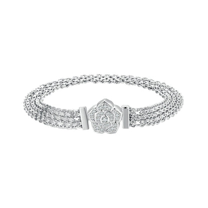 925 Sterling Silver and Platinum Plated 17.0 cm Pavé Setting CZ Bracelet for Women
