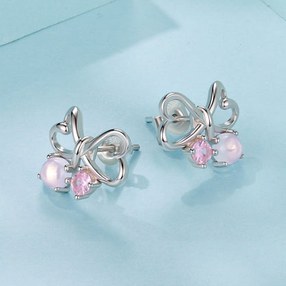 925 Sterling Silver Earrings with Pavé Setting CZ and Transparent Glass for Women