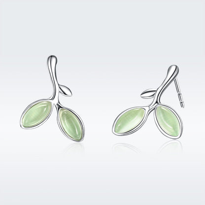 925 Sterling Silver Earrings with Synthetic Opal 1.5*1.3cm