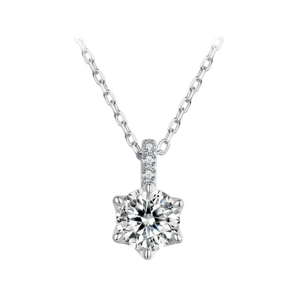 925 Sterling Silver Moissanite Plated Platinum Necklace for Women, 6.5mm, Style L, 400mm Length