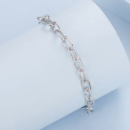 925 Sterling Silver White Gold Plated 15+6cm Adjustable Bracelet for Women