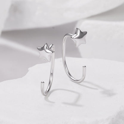 925 Sterling Silver Brass Earrings with White Gold Plating 1.4cm for Women