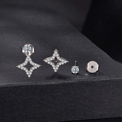 925 Sterling Silver Moissanite 0.1ct Earrings for Women