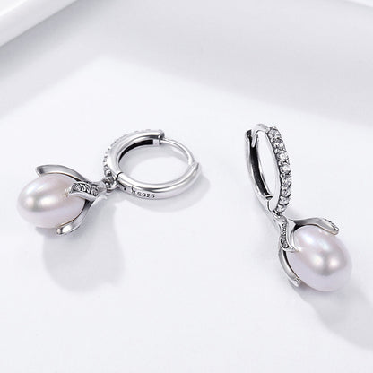 925 Sterling Silver Oxidized Silver Freshwater Pearl Earrings