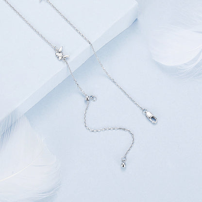 925 Sterling Silver Adjustable Necklace with White Gold Plating