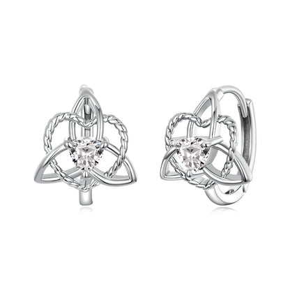 925 Sterling Silver White Gold Plated Pavé CZ 1.5x1.2cm Hoop Earrings for Women