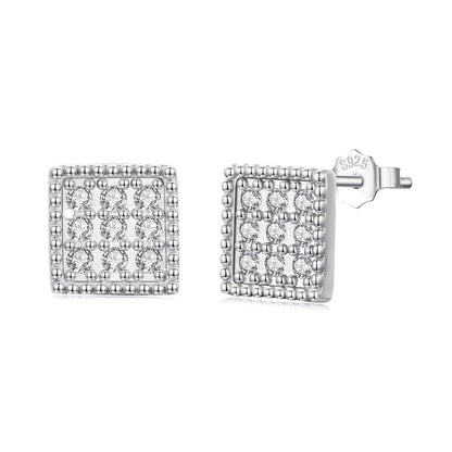 925 Sterling Silver 0.8cm Pavé Setting CZ White Gold Plated Earrings for Women