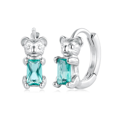 925 Sterling Silver White Gold Plated CZ Pavé 1.2x0.5cm Hoop Earrings for Women