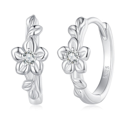 925 Sterling Silver Earrings with Zircon and Platinum Plating