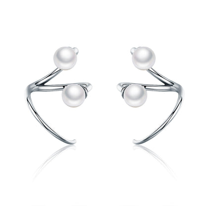 925 Sterling Silver Oxidized Earrings with Shell Pearl for Women