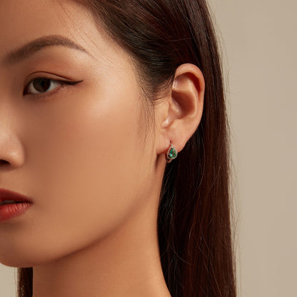 925 Sterling Silver Earrings with Pavé Setting and Transparent Glass
