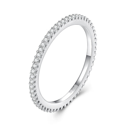 925 Sterling Silver Moissanite 0.005ct 1.4mm Ring Size 6 for Women