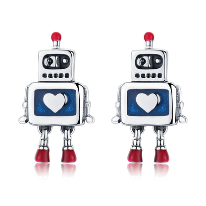 925 Sterling Silver 1.3cm Oxidized Enamel Earrings for Women