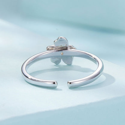 S925 Sterling Silver Enamel Plated Platinum Ring