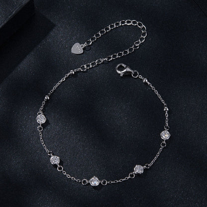 925 Sterling Silver 3mm Moissanite Bracelet for Women