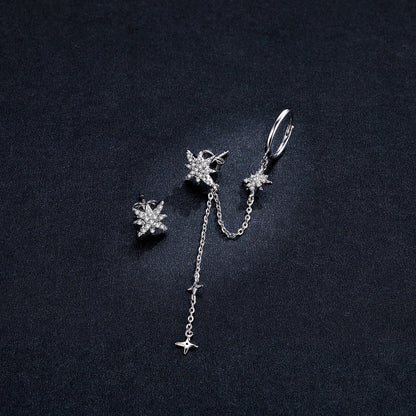S925 Sterling Silver Earrings with CZ in Pavé Setting, 5.9cm Length, 1cm Size for Women
