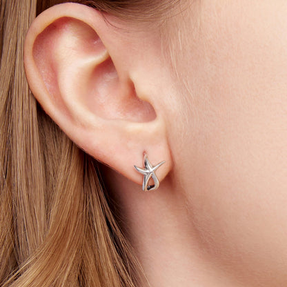 925 Sterling Silver Oxidized Silver Earrings 1.2*1.5cm for Women