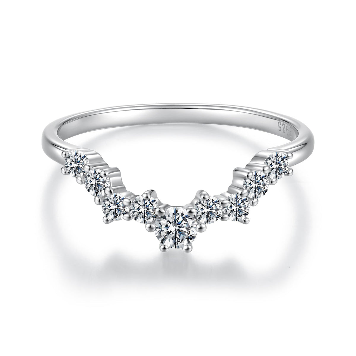 925 Sterling Silver White Gold Plated Moissanite Size 6 Ring for Women
